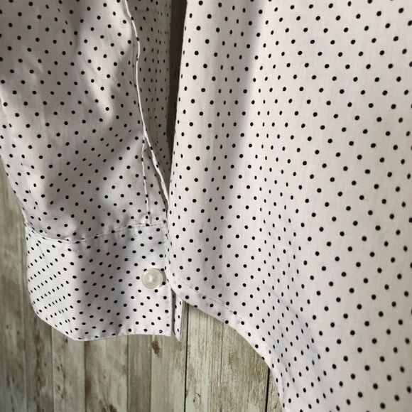Apt. 9 White Polka Dot Long Sleeve Button-Up SMALL - Picture 5 of 7